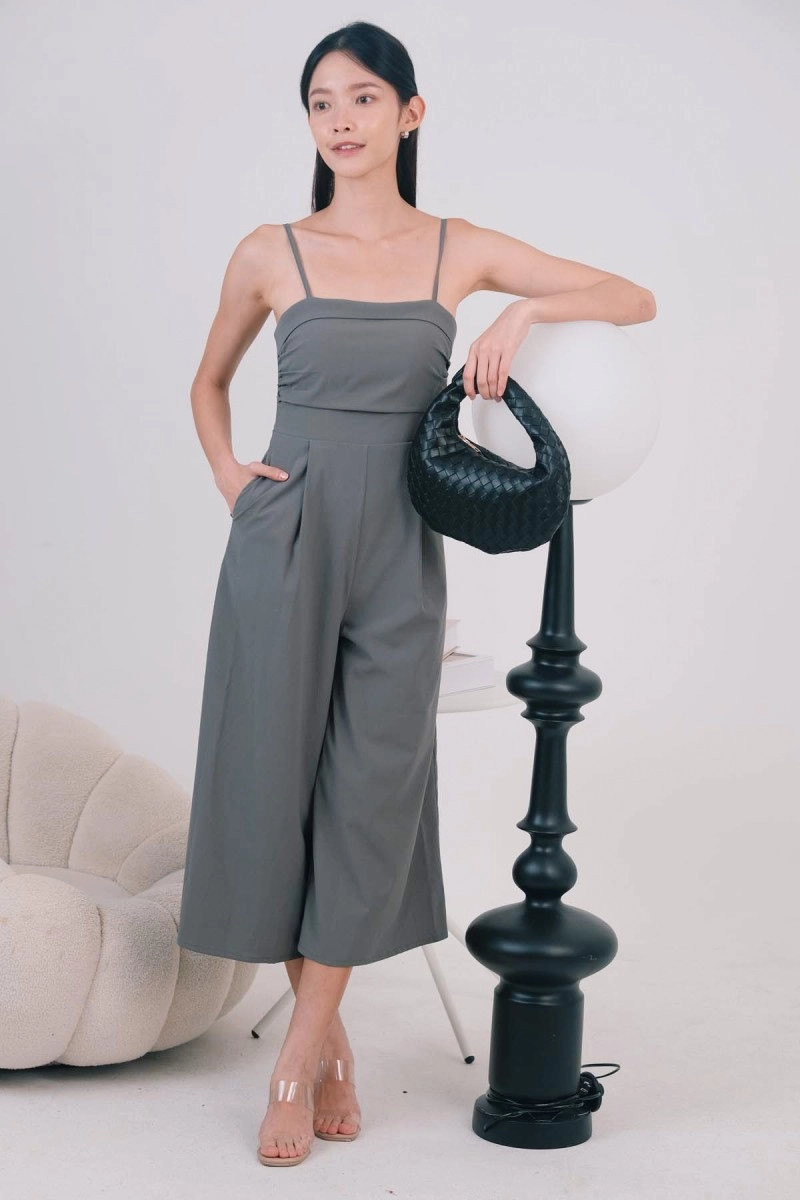 Ricci Pleated Jumpsuit in Gunmetal