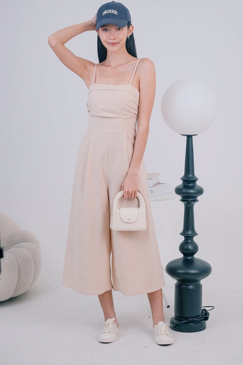 Ricci Pleated Jumpsuit in Nude