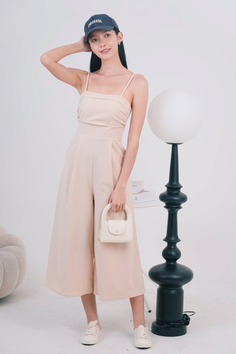 Ricci Pleated Jumpsuit in Nude