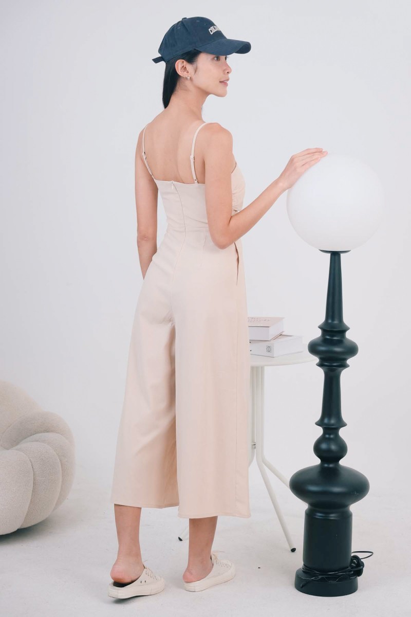 Ricci Pleated Jumpsuit in Nude