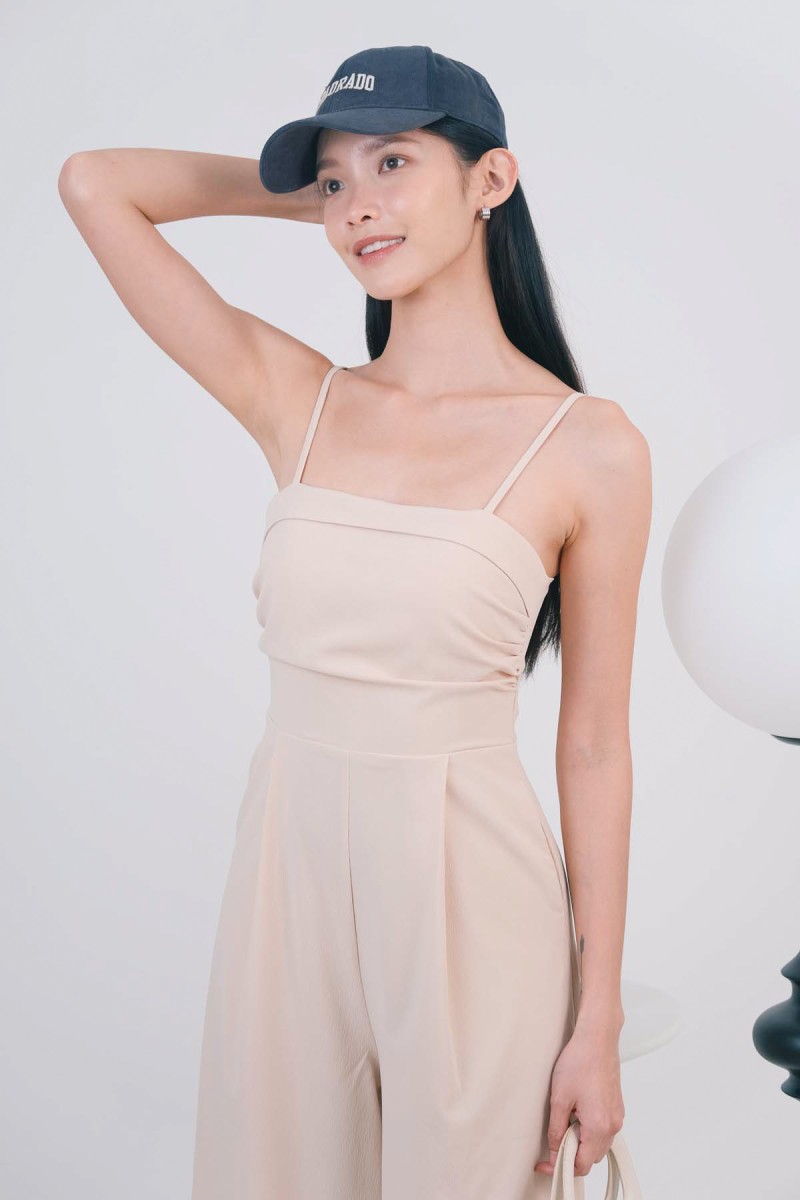 Ricci Pleated Jumpsuit in Nude