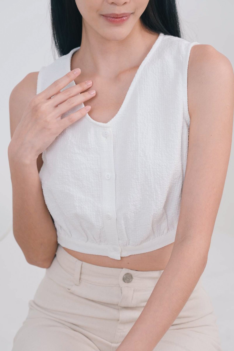 Soyee Button Top in White