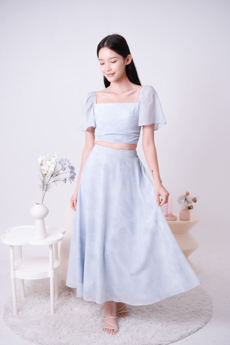 Botany Watercolour Skirt in Powder Blue