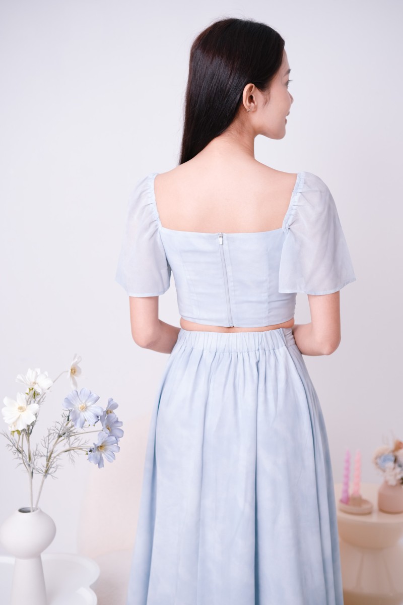 Botany Watercolour Skirt in Powder Blue