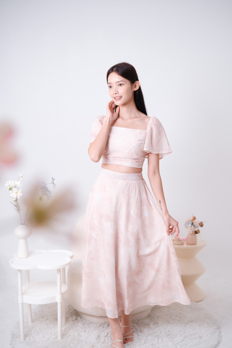 Botany Watercolour Skirt in Blush