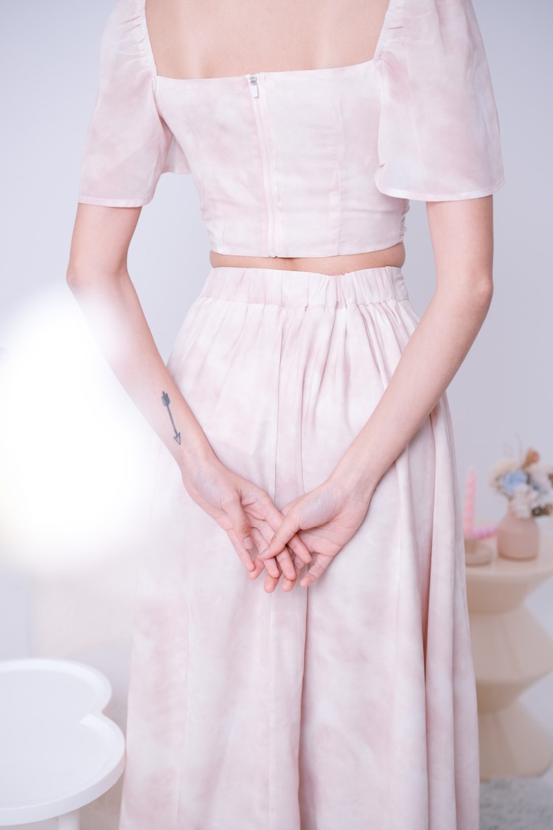 Botany Watercolour Skirt in Blush