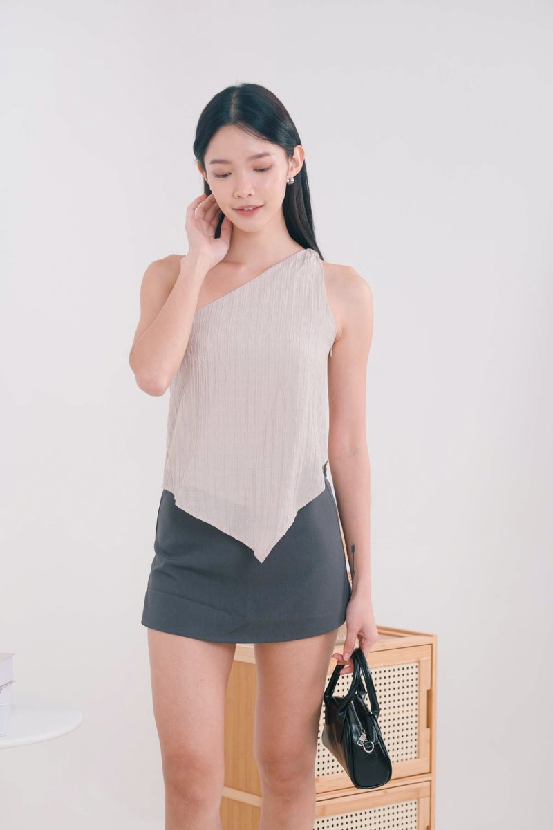 Sterling Textured Toga Top in Light Taupe