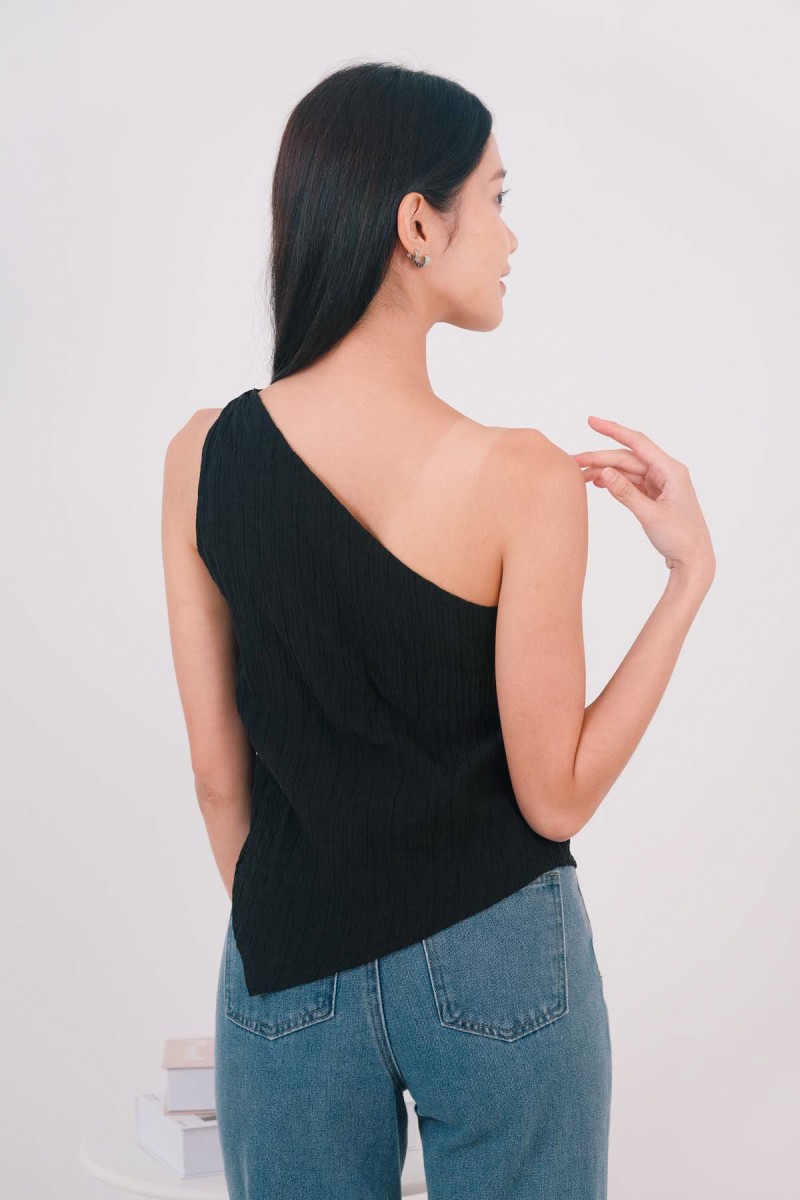 Sterling Textured Toga Top in Black