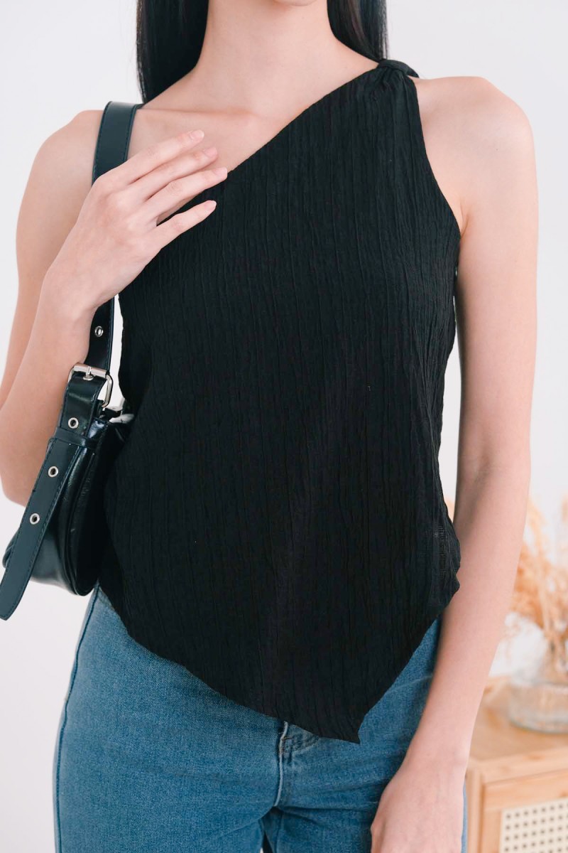 Sterling Textured Toga Top in Black