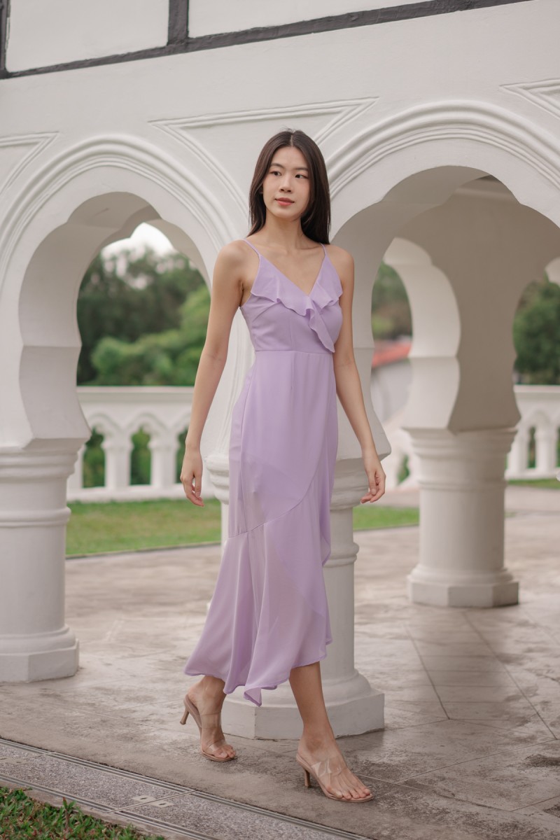 Tereza Ruffle Wrap Dress in Lilac