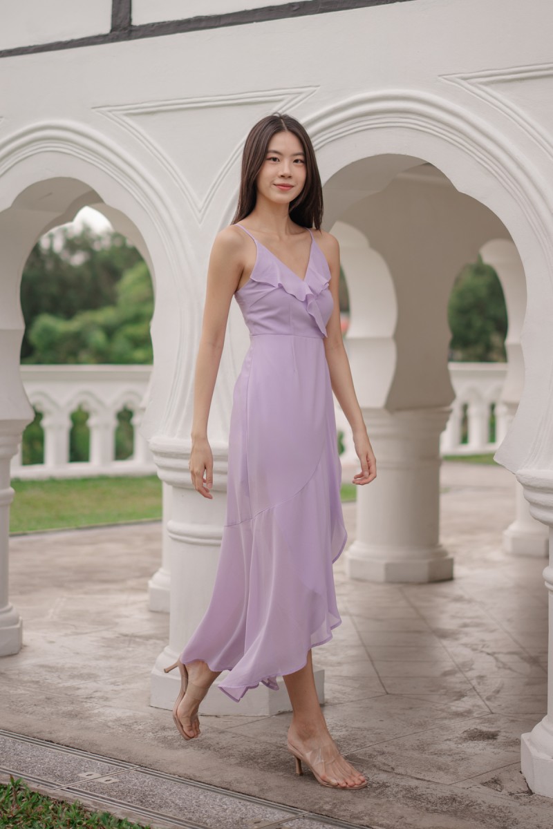 Tereza Ruffle Wrap Dress in Lilac