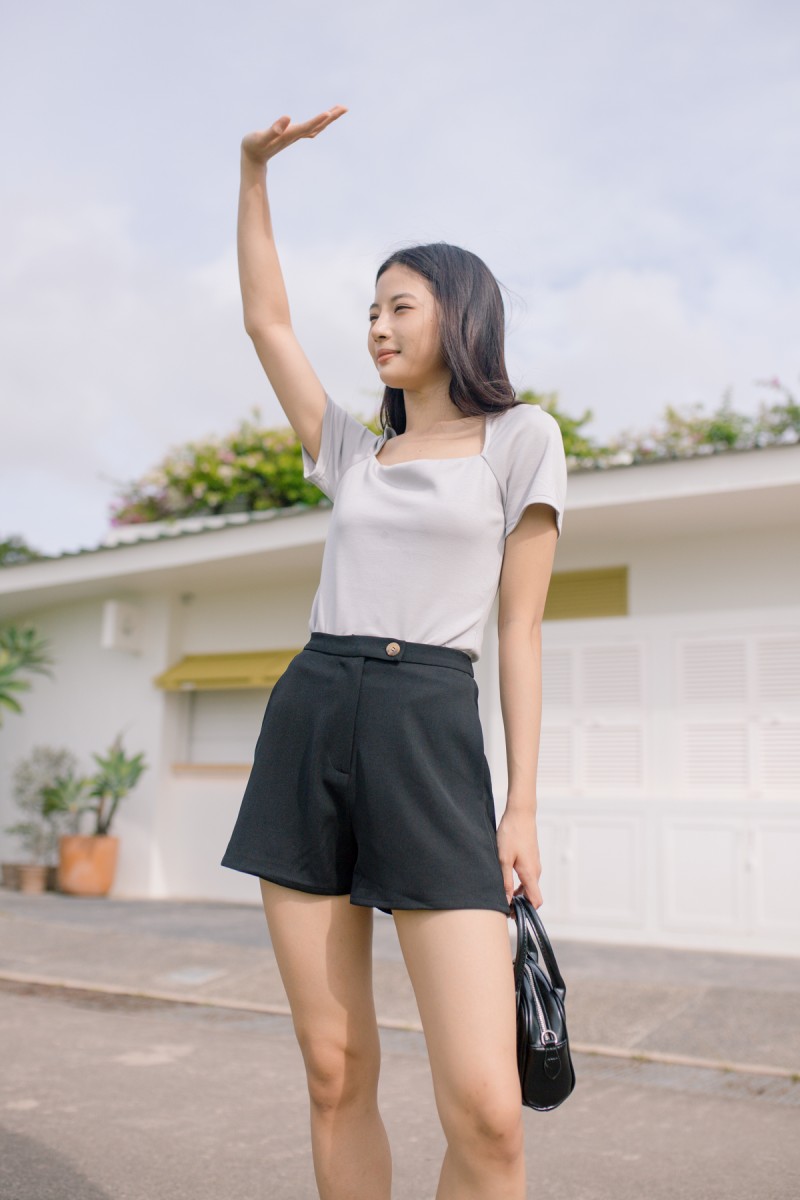 Go Getter Sleeved Square Neck Top in Powder Blue