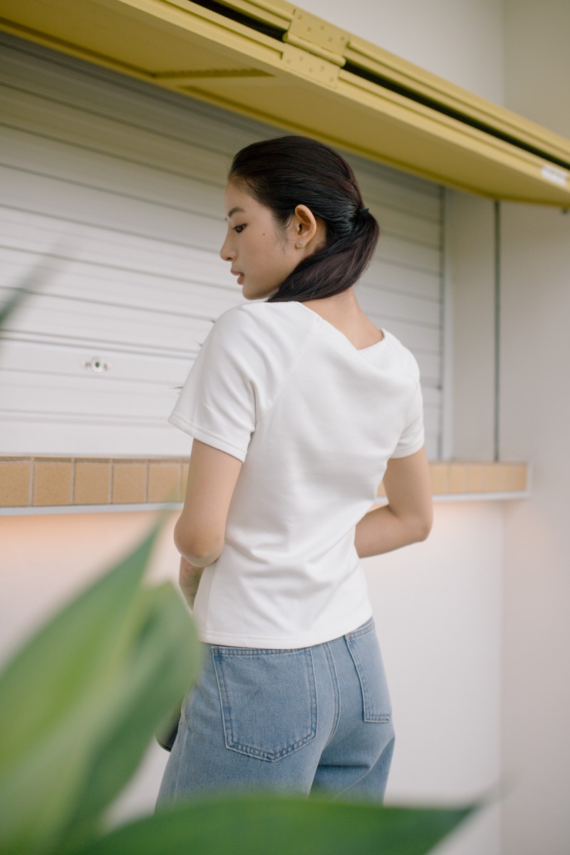 Go Getter Sleeved Square Neck Top in White