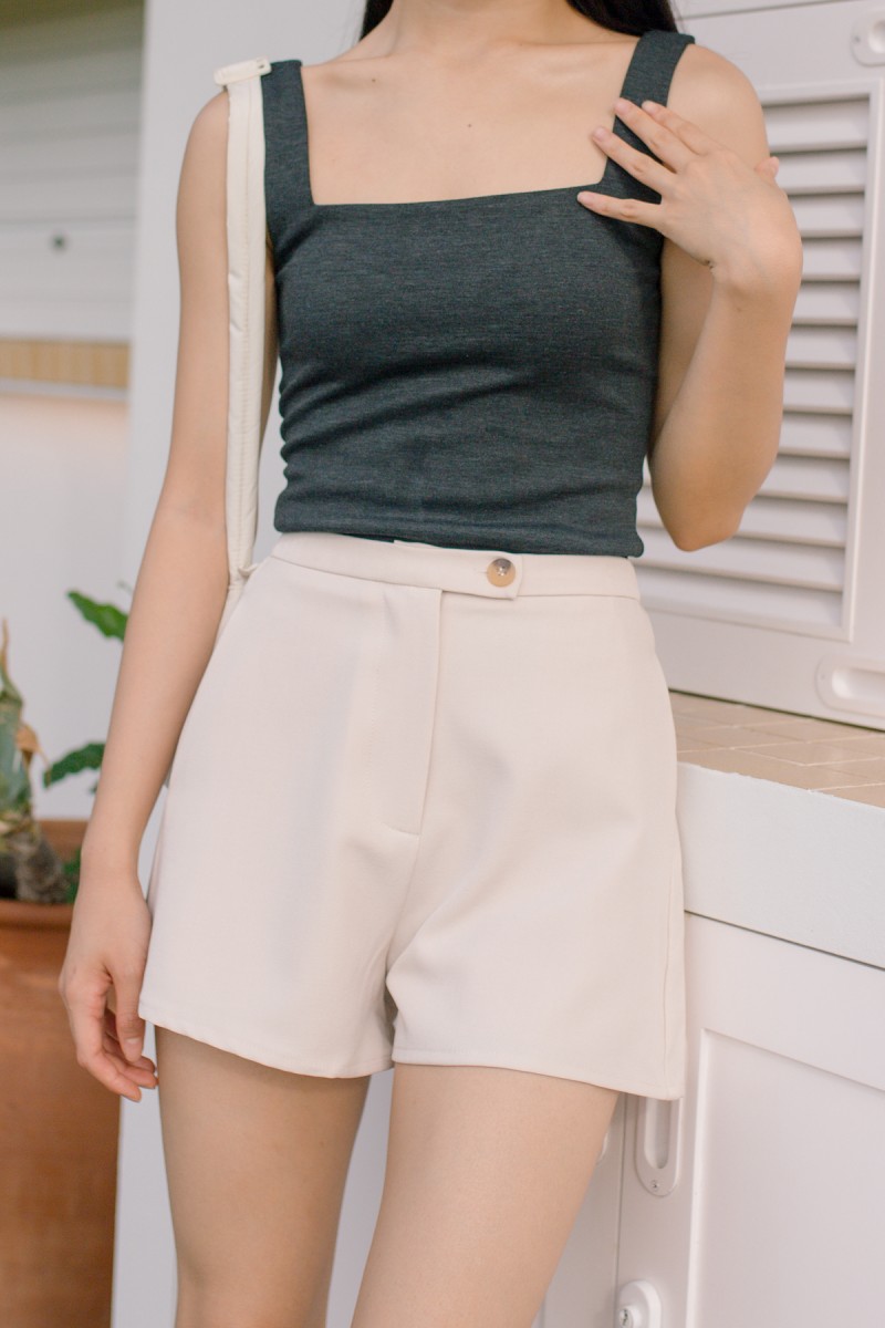 RESTOCK: Edge Square Neck Tank Top in Gunmetal