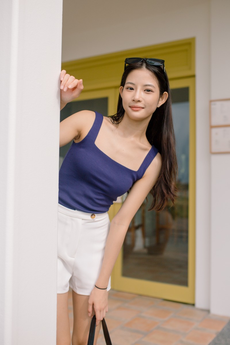 Edge Square Neck Tank Top Cobalt Blue