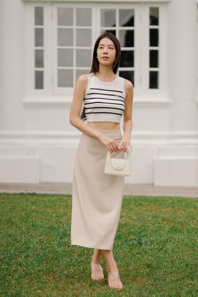 Ismene Flare Midi Skirt in Cream