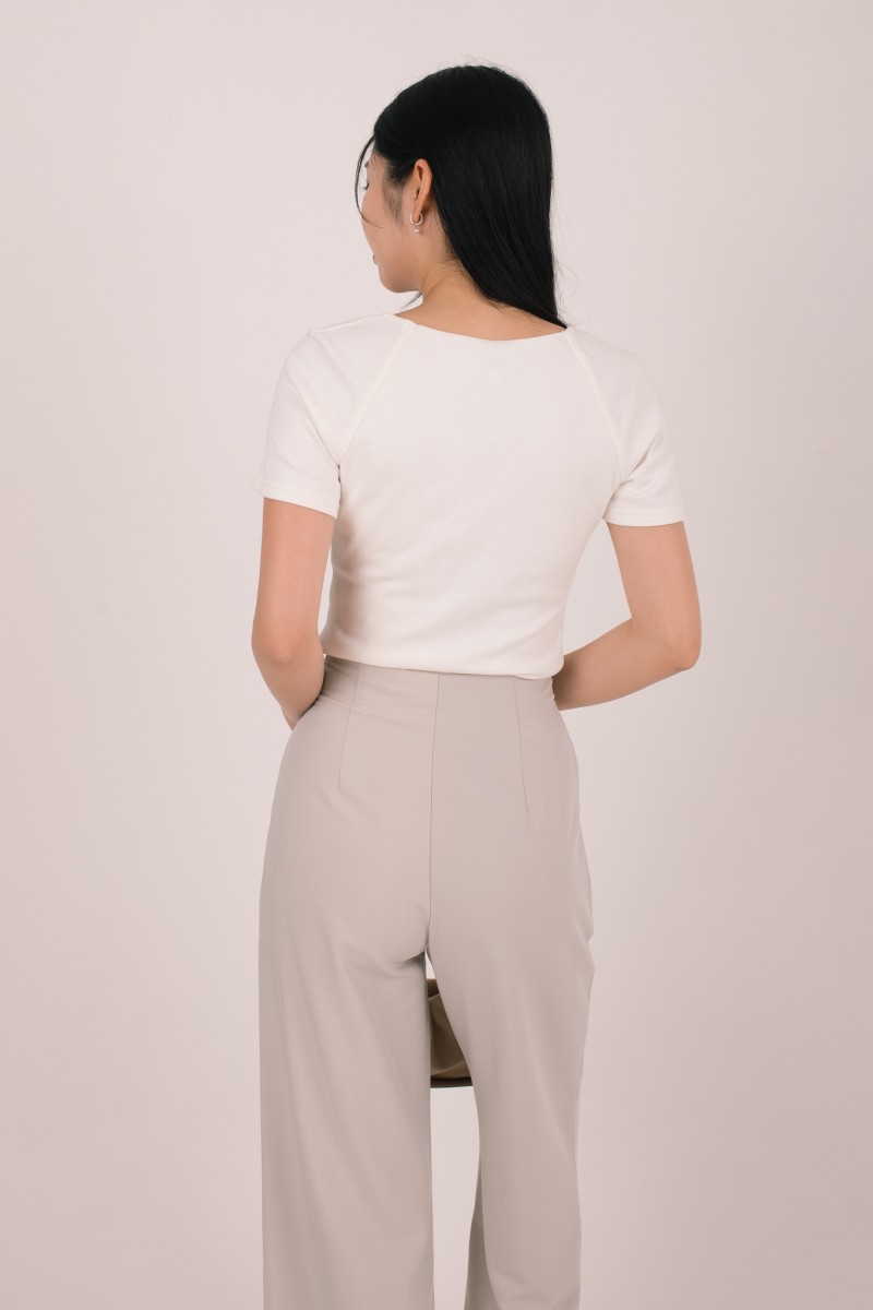 Bellona Front Pleat Button Pants in Stone Grey
