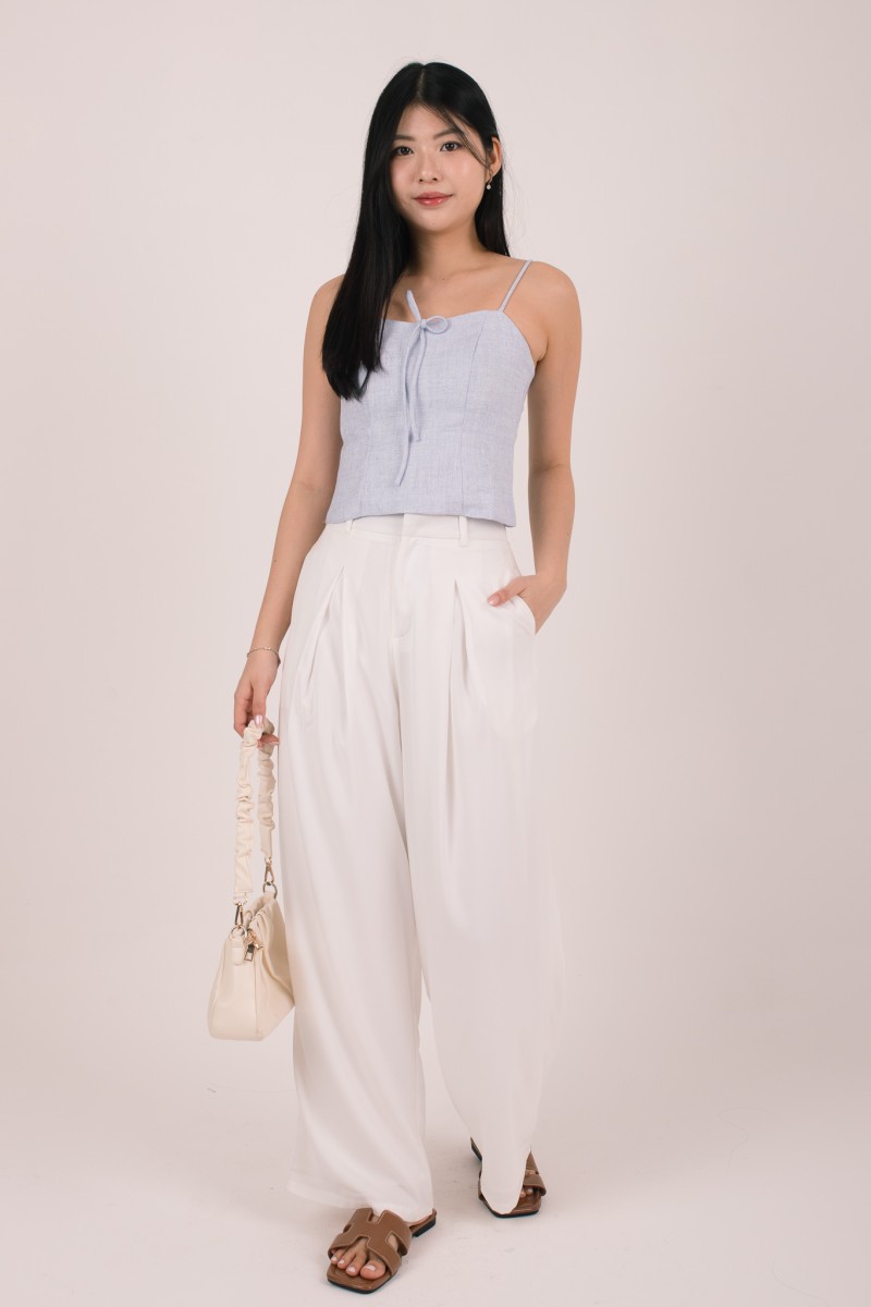 Ismabelle Ribbon Tweed Crop Top in Blue