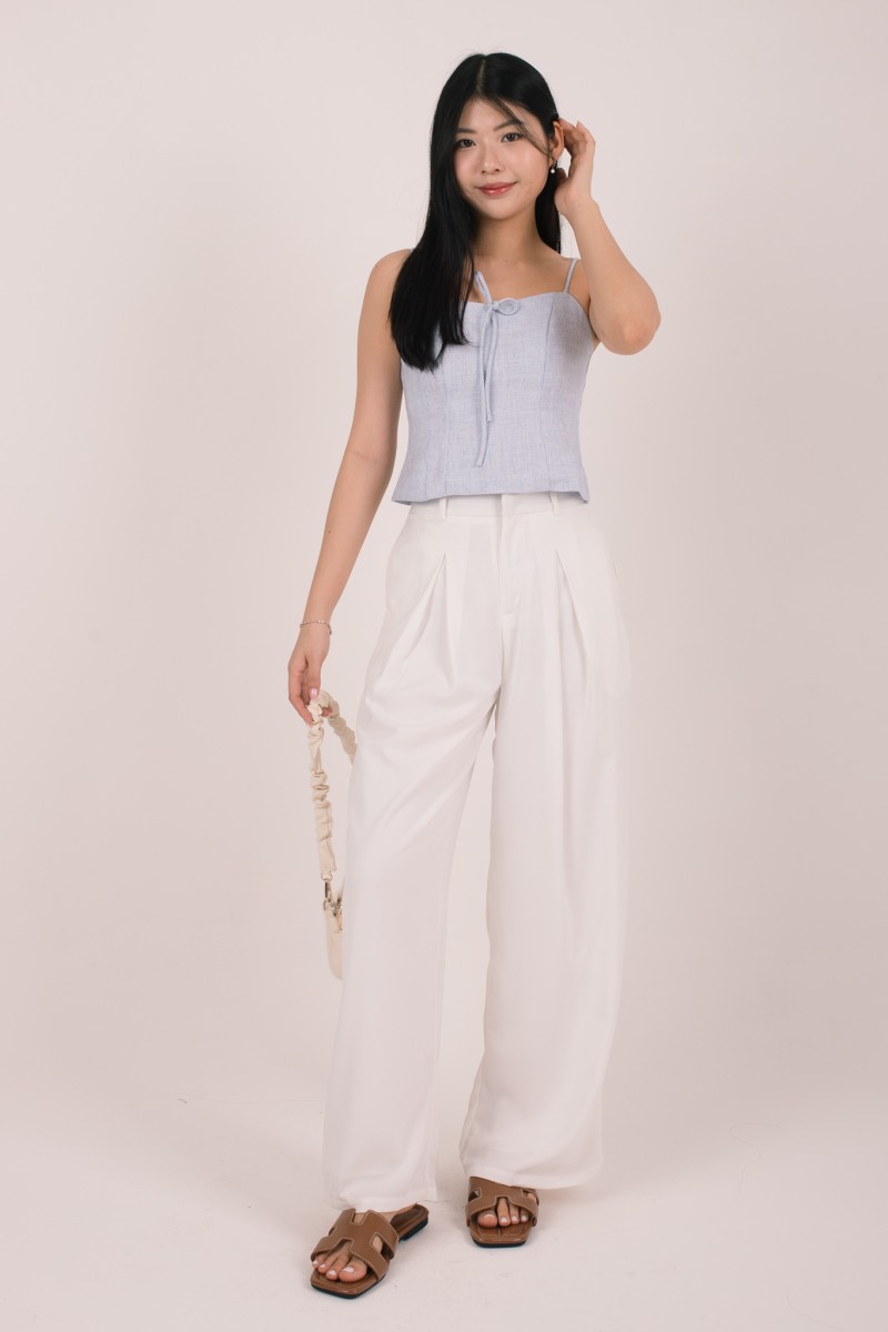 Ismabelle Ribbon Tweed Crop Top in Blue