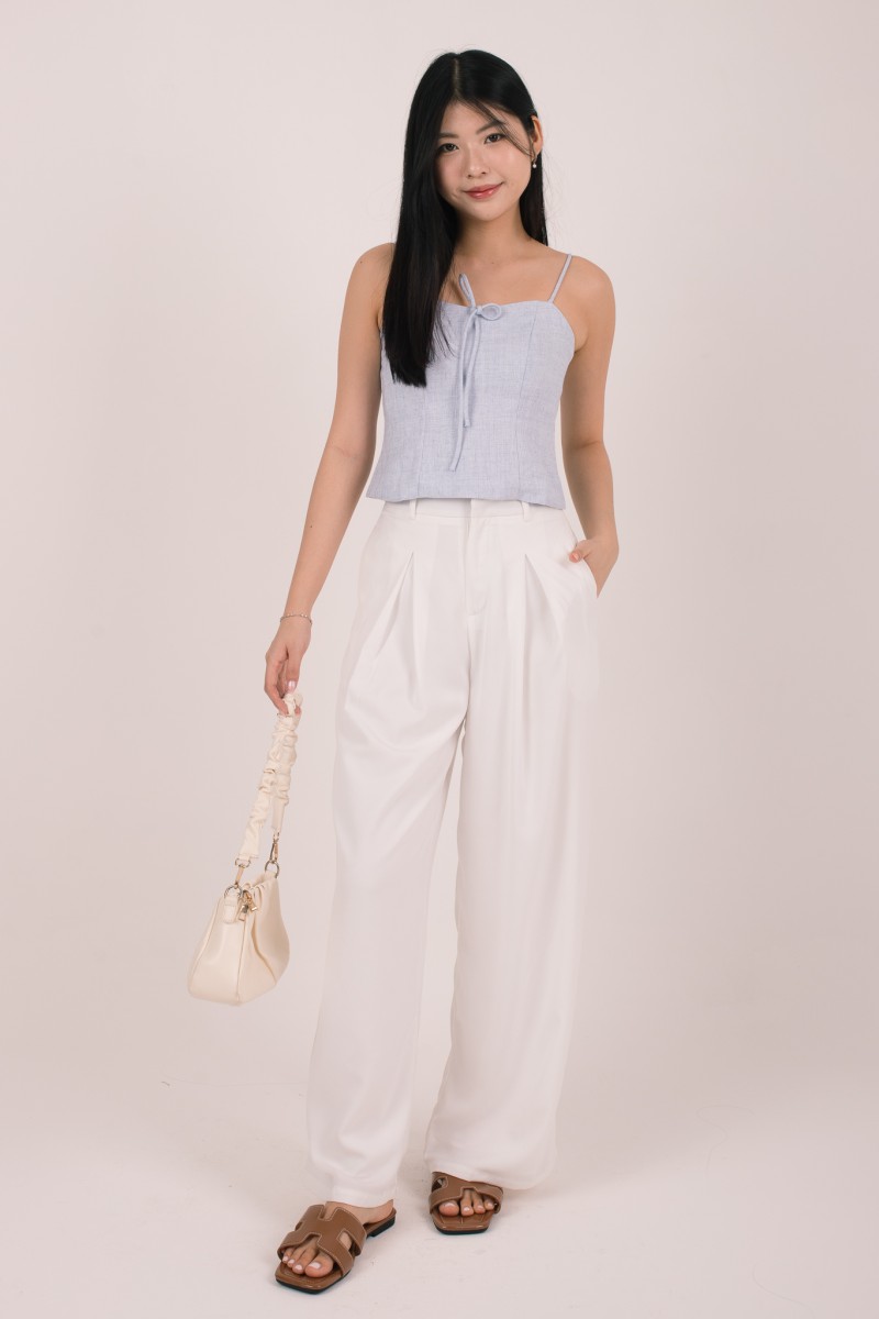 Ismabelle Ribbon Tweed Crop Top in Blue