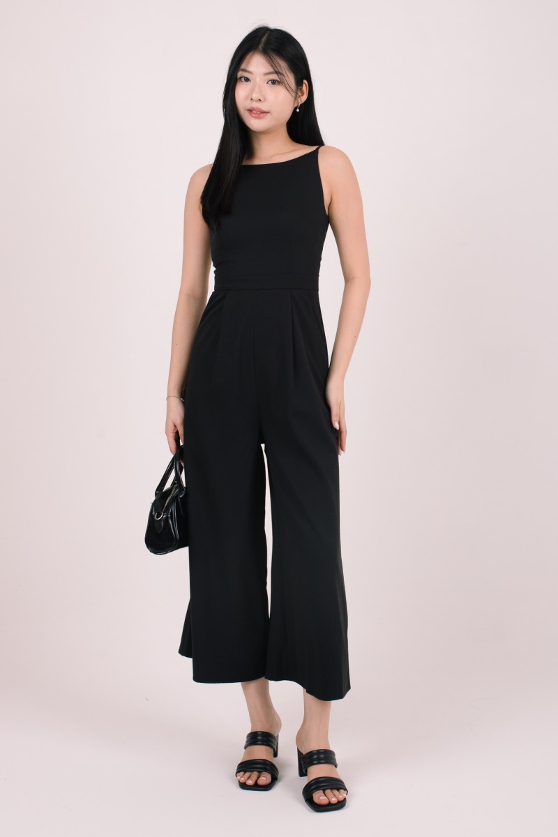 Serin Boat Neck Jumpsuit in Black