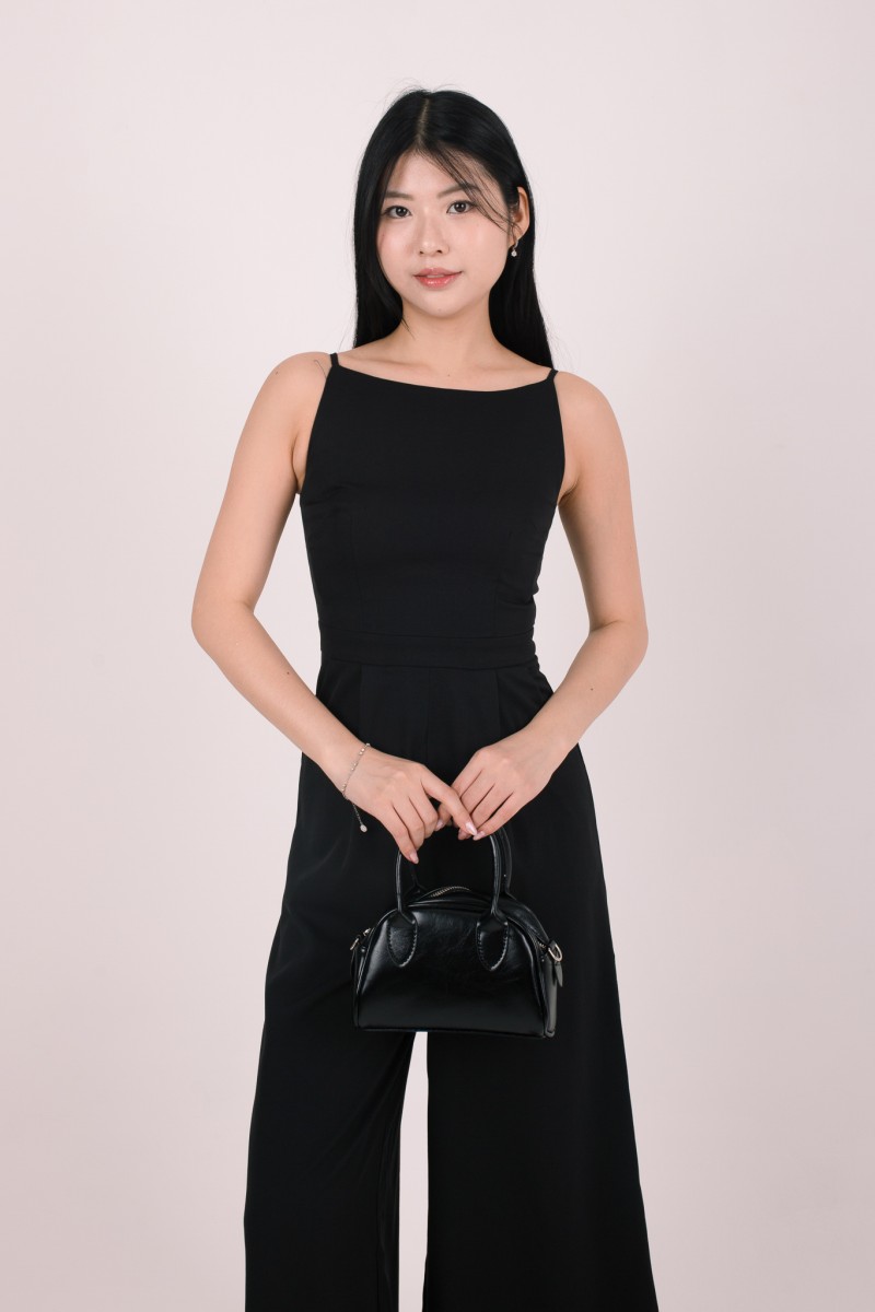 Serin Boat Neck Jumpsuit in Black