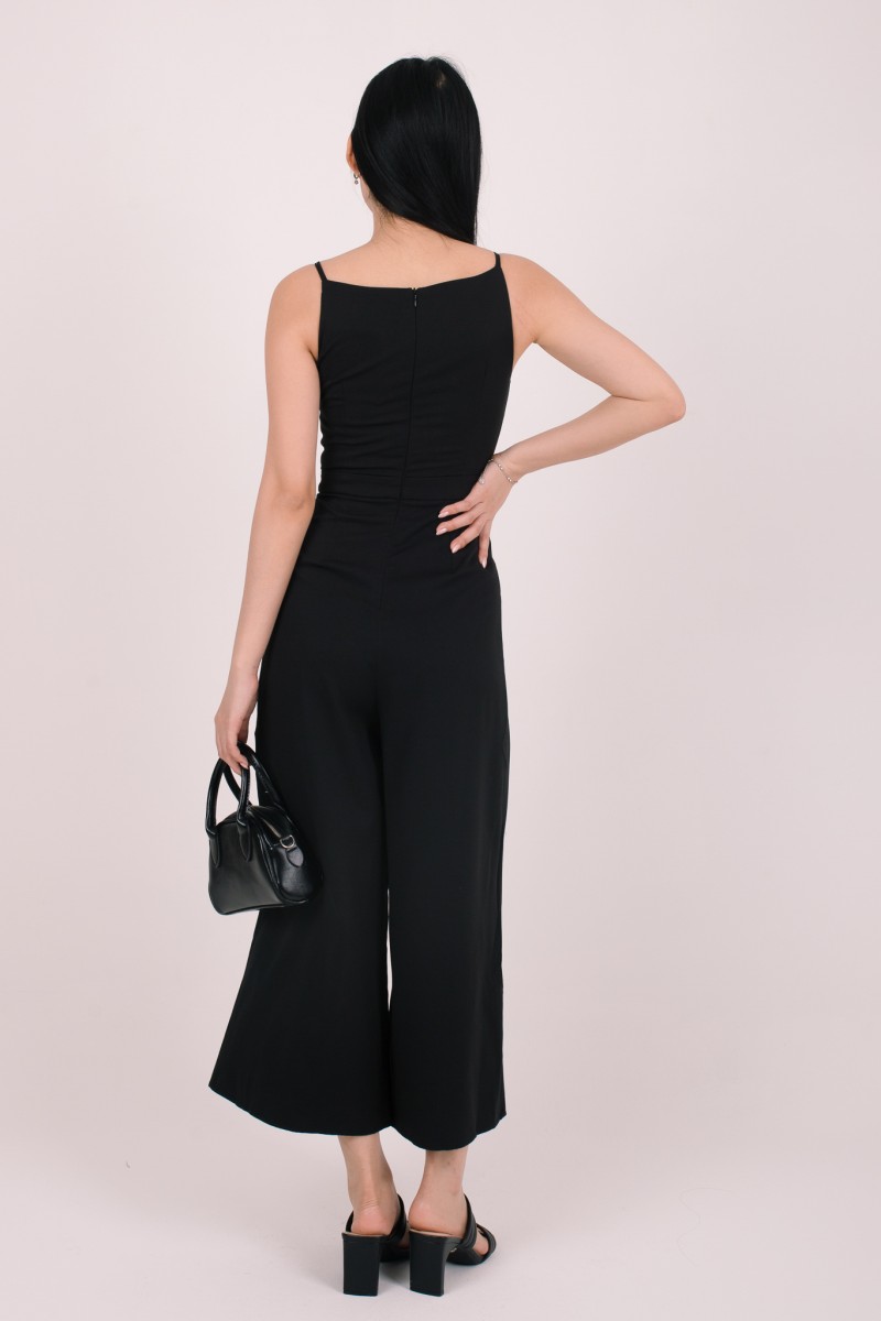 Serin Boat Neck Jumpsuit in Black