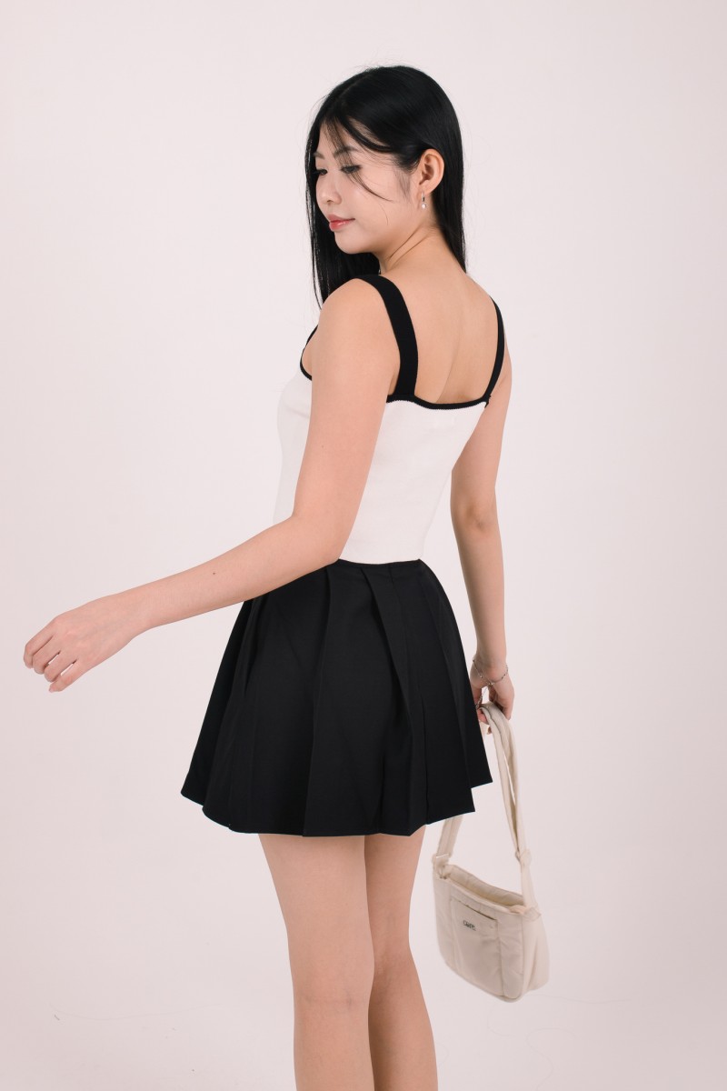 Ruelle Pleated Mini Skorts in Black