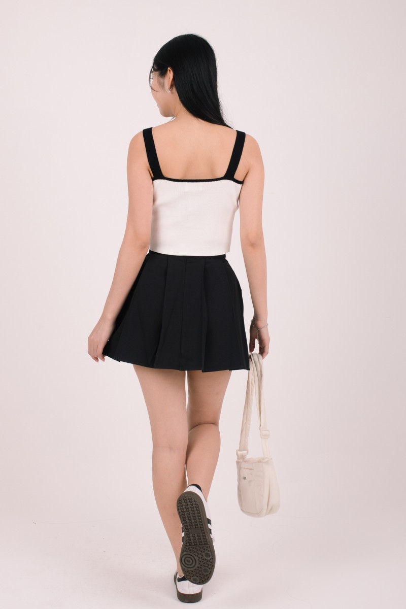 Ruelle Pleated Mini Skorts in Black