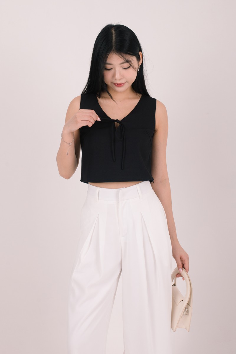 Tavi Tie Ribbon Top in Black