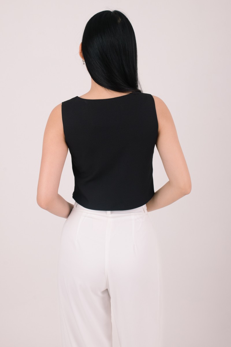 Tavi Tie Ribbon Top in Black