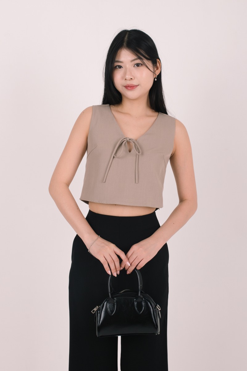 Tavi Tie Ribbon Top in Coffee
