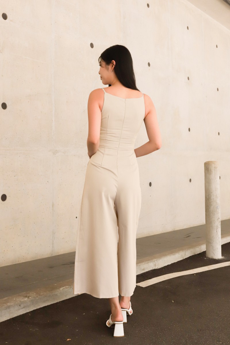 Serin Boat Neck Jumpsuit in Cream