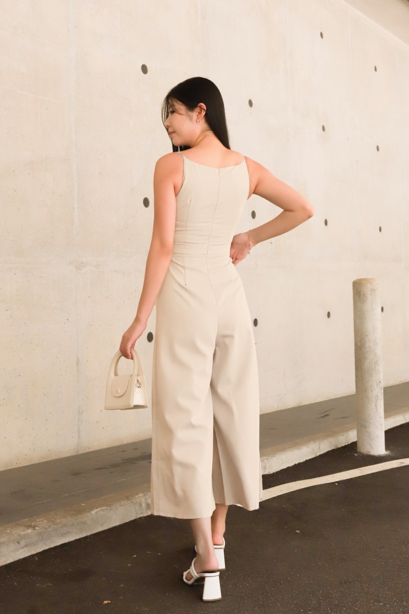 Serin Boat Neck Jumpsuit in Cream
