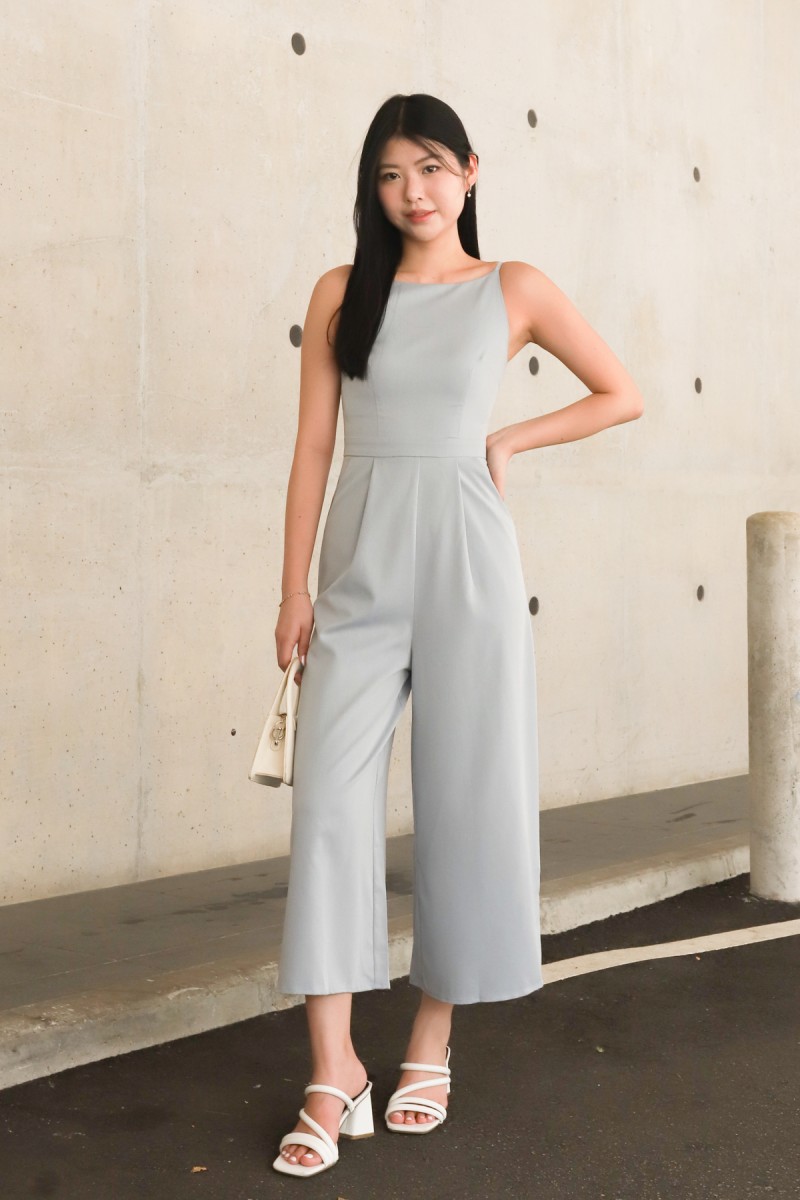 Serin Boat Neck Jumpsuit in Cloud Blue