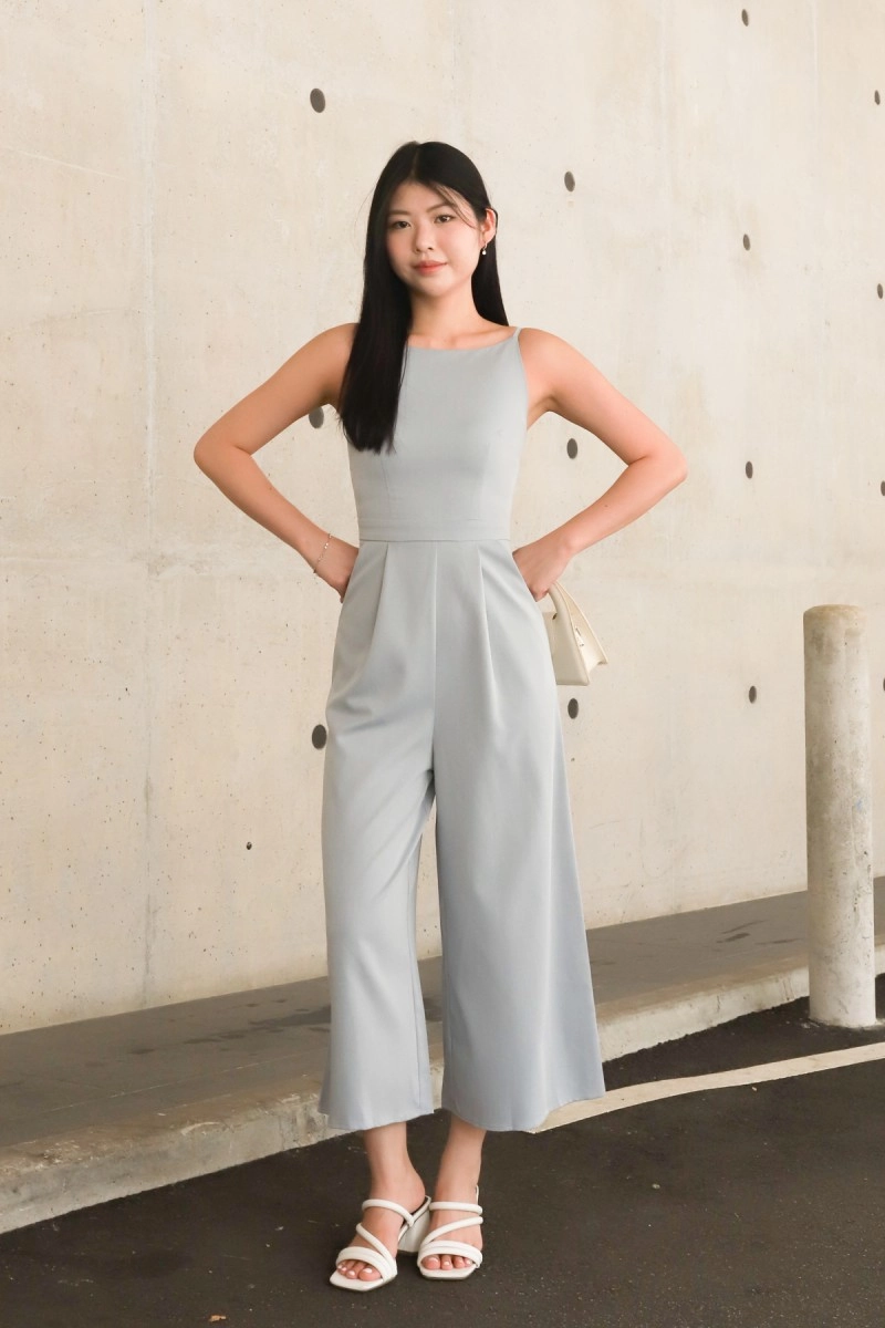 Serin Boat Neck Jumpsuit in Cloud Blue