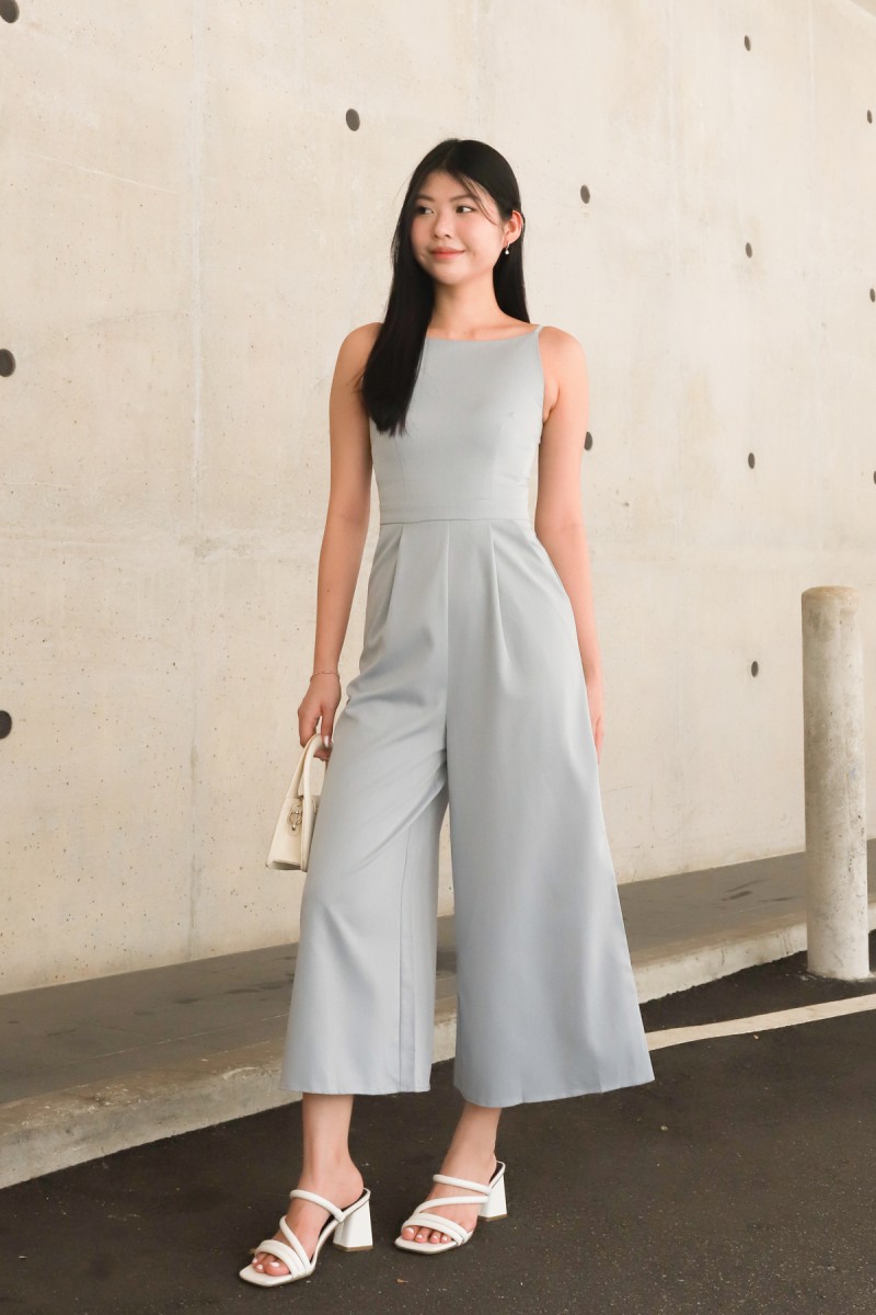 Serin Boat Neck Jumpsuit in Cloud Blue