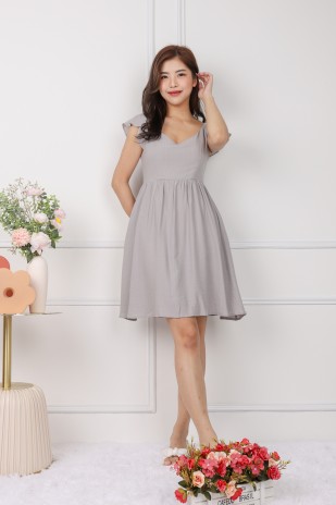 Delyse Tie-Back Babydoll Dress in Cloud Grey (MY)