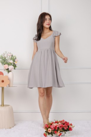 Delyse Tie-Back Babydoll Dress in Cloud Grey (MY)