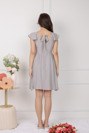 Delyse Tie-Back Babydoll Dress in Cloud Grey (MY)