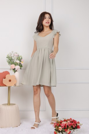 Delyse Tie-Back Babydoll Dress in Sage (MY)