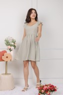 Delyse Tie-Back Babydoll Dress in Sage (MY)