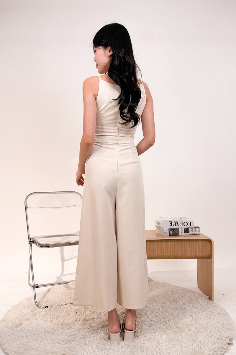 Serin Boat Neck Jumpsuit in Cream