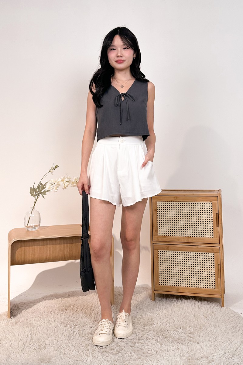 RESTOCK: Erin Pleated Flare Shorts in White