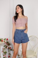Axton Embroidered Denim Shorts in Mid-Wash (MY)