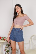 Axton Embroidered Denim Shorts in Mid-Wash (MY)