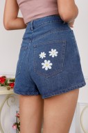Axton Embroidered Denim Shorts in Mid-Wash (MY)