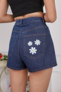 Axton Embroidered Denim Shorts in Dark-Wash (MY)