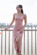 Aydon Double-Strap Slit Dress in Blush (MY)