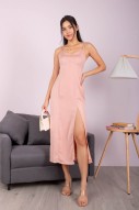 Aydon Double-Strap Slit Dress in Blush (MY)